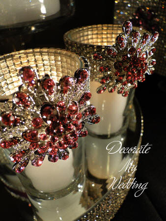 Rhinestone Votive Holder with Brooch Accent