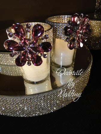 Rhinestone Votive Holder with Brooch Accent