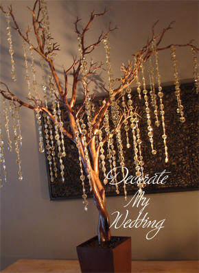 Brown Faux Tree with Champagne Bead Strands