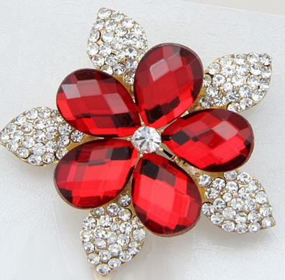 Red Rhinestone Brooch